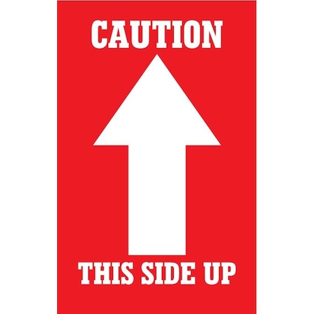 Decker Tape Products Label, DL1491, CAUTION THIS SIDE UP, 3" X 5" DL1491